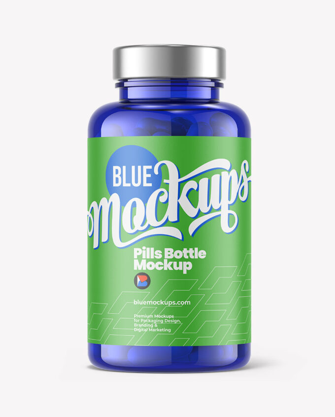 Pills Bottle Mockup | Blue