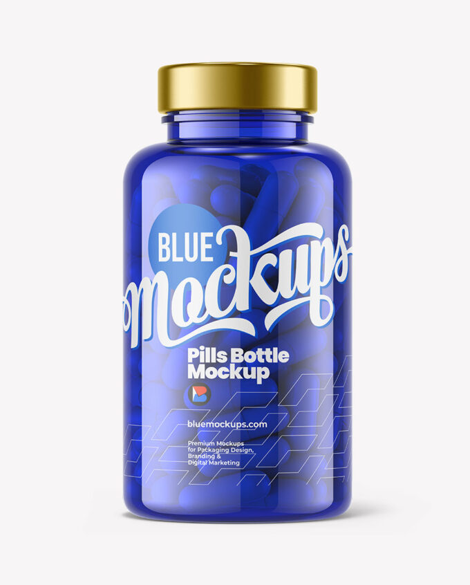 Pills Bottle Mockup | Blue