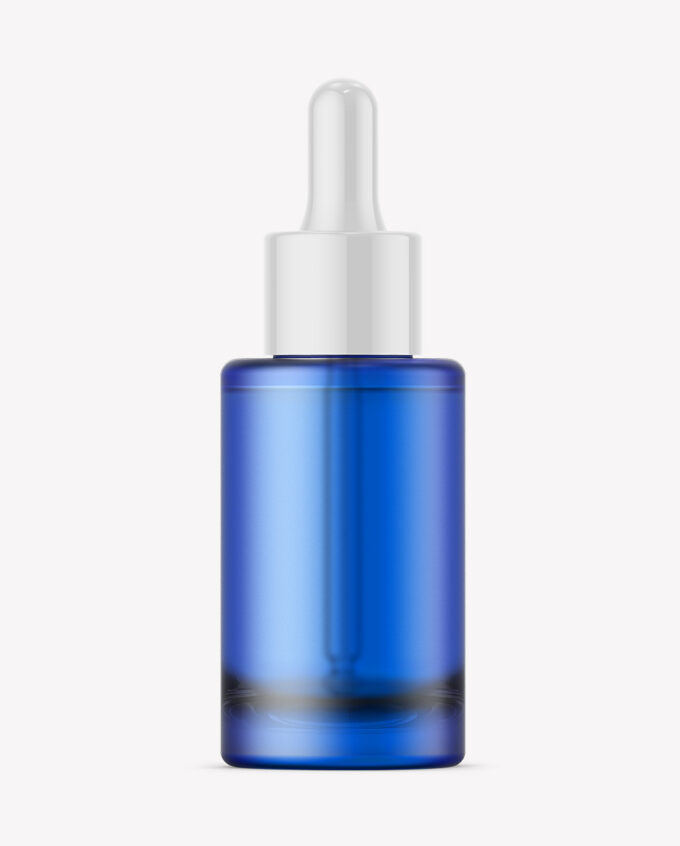 Blue Dropper Bottle Mockup | Frosted