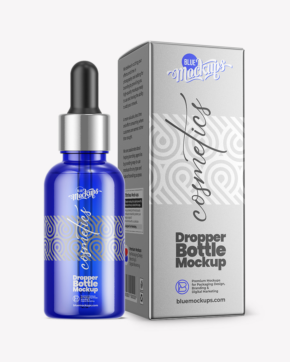 Dropper Bottle with Paper Box Mockup