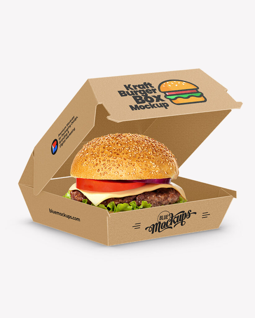 Kraft Burger Box Mockup | Matte – Blue Mockups