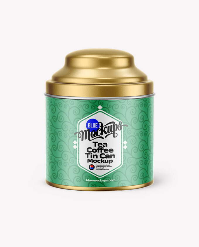 Tea Coffee Tin Can Mockup | Metallic