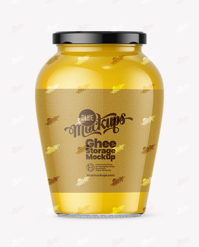 Ghee Glass Jar Mockup