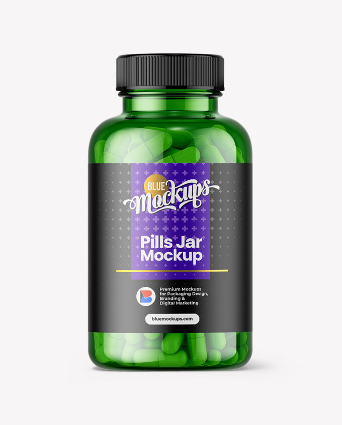 Capsules Jar Mockups | Green