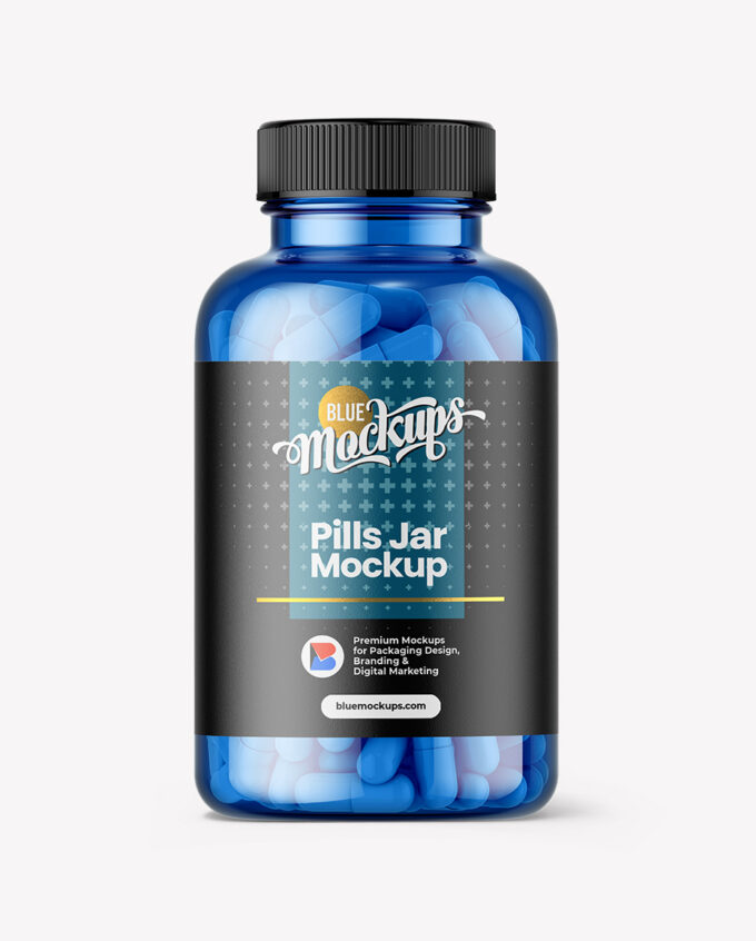 Capsules Jar Mockups | Blue